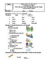 Đề kiểm tra học kỳ I môn Tiếng Anh Lớp 3 (Chương trình tiếng Anh 10 năm) - Năm học 2015-2016 (Có đáp án)